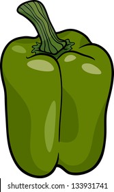 Cartoon Vector Illustration of Green Pepper or Paprika Vegetable Food Object