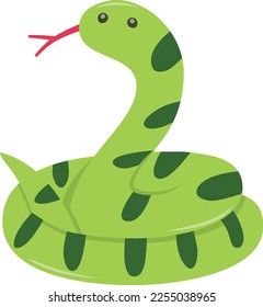 A cartoon vector illustration of a green snake.
