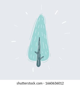 Cartoon vector illustration of green tree on white background.