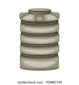 Cartoon Vector Illustration of a Grey Big Tank for Water