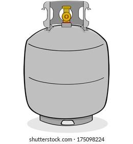 Dibujo vectorial de caricatura de un tanque de propano gris para uso al aire libre