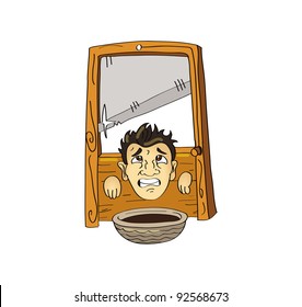 cartoon vector illustration of a guillotine