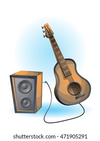 cartoon vector illustration guitar object with separated layers