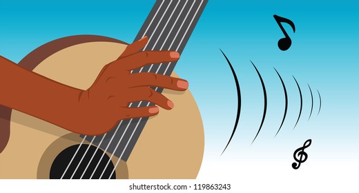 cartoon vector illustration of a guitar player
