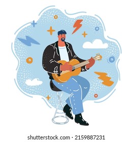 Cartoon vector illustration of guitarist