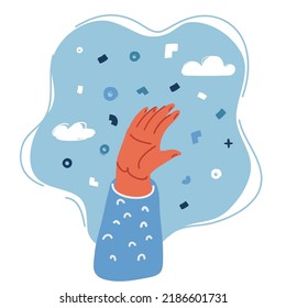 Cartoon vector illustration of hand up