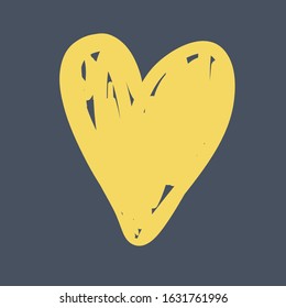 Cartoon vector illustration of hand drawn heart. Love, like concept on dark background. Sketch element.