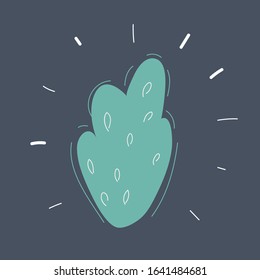 Cartoon vector illustration of hand drawn bush isolated on dark.