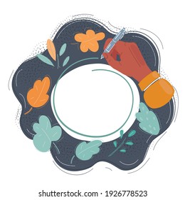 Cartoon vector illustration of hand drawn circle and copyspace place.
