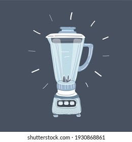 Cartoon vector illustration of hand drawn blender on dark background.