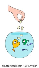 girl feed fish clip art