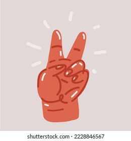 Dibujo vectorial de dibujos animados del gesto de mano V signo para la victoria o la paz