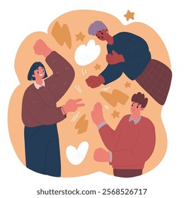 Cartoon vector illustration of Hand gestures set. Hands play rock paper scissors game. Rock paper scissors hand game process.