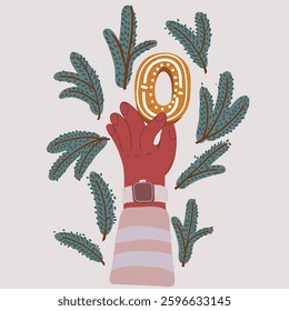Cartoon vector illustration of hand Gingerbread man