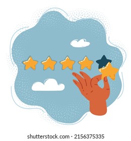 Cartoon vector illustration of hand giving five star rating, Feedback concept