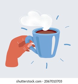 Dibujo vectorial de la taza de té de la mano aislada en fondo blanco