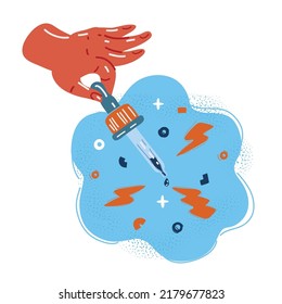 Ilustración vectorial de caricatura agarre una pipeta cosmética de espuma, pipeta, cuentagotas