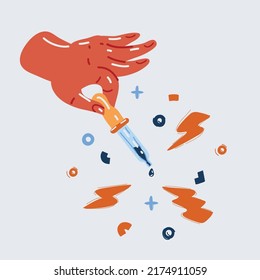 Ilustración vectorial de dibujos animados Mano sosteniendo un cuentagotas.