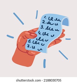 Ilustración vectorial de dibujos animados de la lista de control de retención de mano