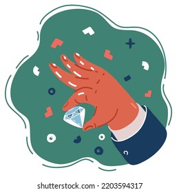 Cartoon, Vektorgrafik von Hand, die Diamanten hält