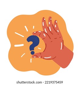 Ilustración vectorial de dibujos animados del signo de interrogación de mano