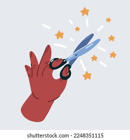 Cartoon vector illustration of Hand Holding Scissors