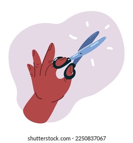 Cartoon vector illustration of Hand Holding Scissors