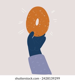 Cartoon vector illustration of Hand holding 0 zero sign
