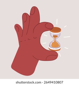 Cartoon vector illustration of Hand holding Hourglass