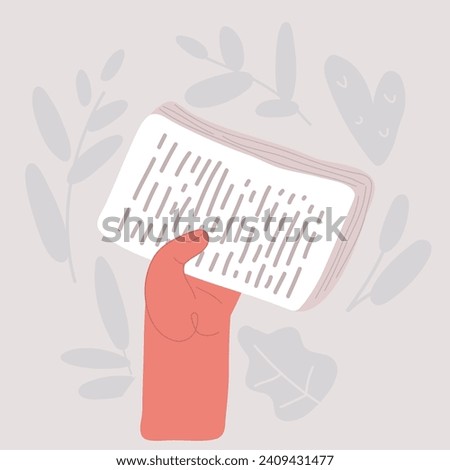 Cartoon vector illustration of hand holding paper stack