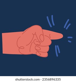 Cartoon vector illustration of hand icon pointe over dark background