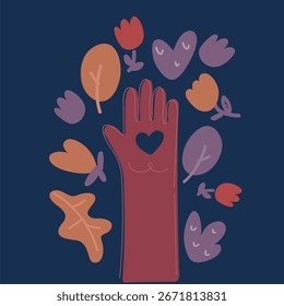 Cartoon vector illustration of hand making sign Heart by fingers, Love concept on Valentine day.