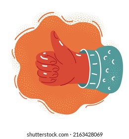 Cartoon vector illustration of hand showing thumbs up