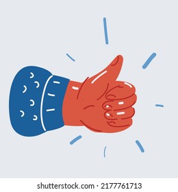 Cartoon vector illustration of hand showing thumbs up