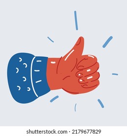 Cartoon vector illustration of hand showing thumbs up