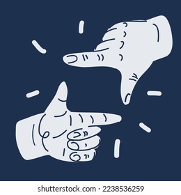 Cartoon vector illustration of hand symbol that means frame