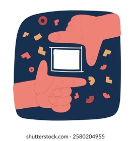 Cartoon vector illustration of hand symbol shows frame gesture