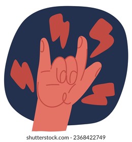 Cartoon vector illustration of Hand that rocks finger over dark background