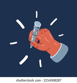 Cartoon, Vektorgrafik von Hand mit Stift auf dunklem Hintergrund