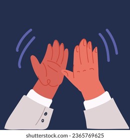 Cartoon vector illustration of Hands clapping over dark backround