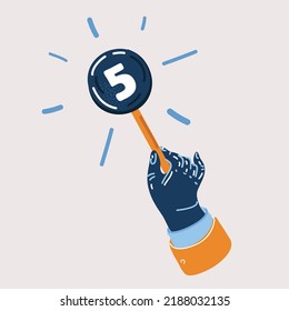Cartoon vector illustration of hands hold five point banner
