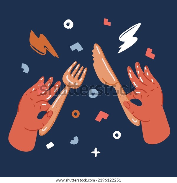 Cartoon Vector Illustration Hands Holding Knife Stock Vector Royalty Free 2196122251 1204