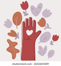 Ilustración vectorial de dibujos animados de manos haciendo Registrarse del corazón, día de San Valentín