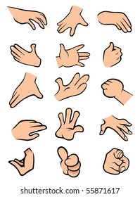 Cartoon Vector Illustration Hands Poses