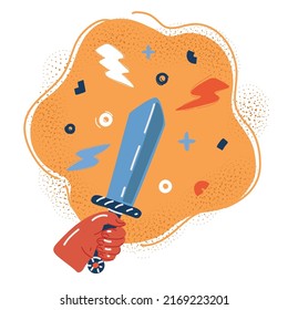 Cartoon vector illustration of hands with Sword
