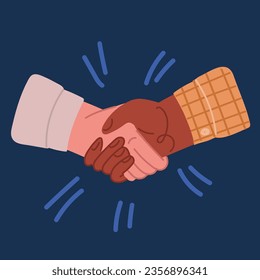 Cartoon vector illustration of Handshake over dark background