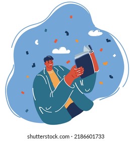Dibujo vectorial de un joven apuesto leyendo un libro