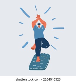 Cartoon vector illustration of Handsomeman doing yoga