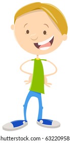 Cartoon Vector Illustration of Happy Boy Kid Character
