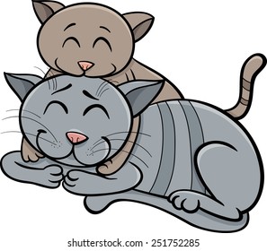 Cartoon Vector Illustration Happy Cat Mother Stock Vector (Royalty Free ...